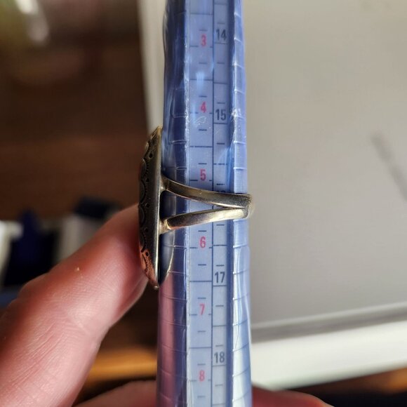 Vintage Old Pawn Navajo Sterling Silver Ring With Coral Gemstones Handcrafted - Picture 2 of 3